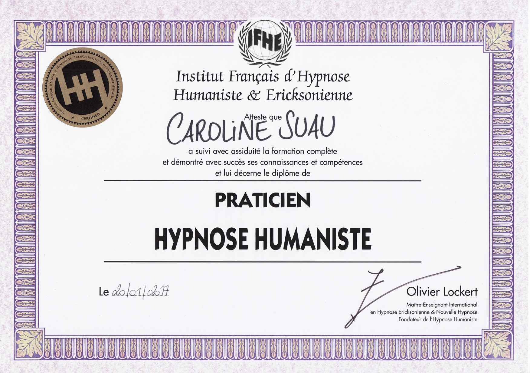 Diplome Hypnose Humaniste IFHE